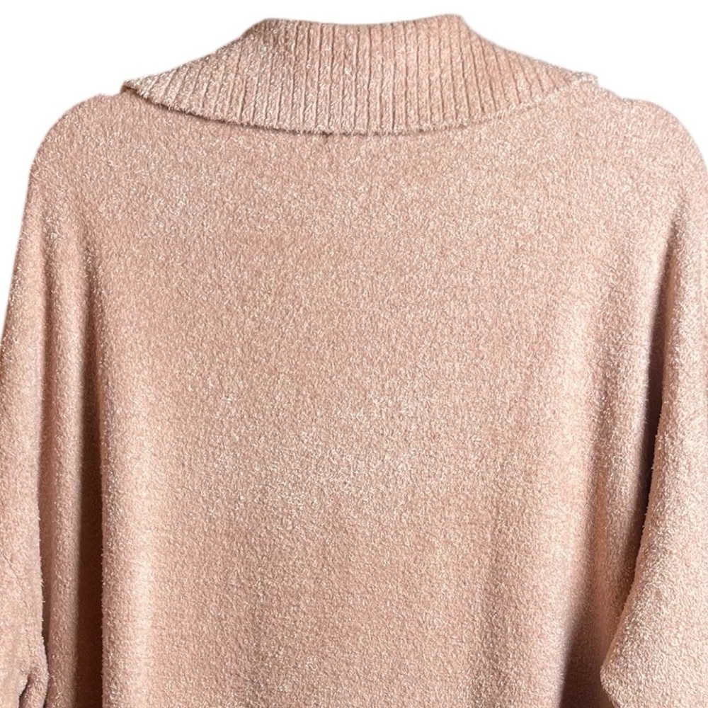 Barefoot Dreams CozyChic Lite Ribbed Collar Pullover In Rose Mist. Size 2X. - Picture 6 of 10